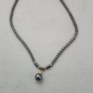 Hematite Necklace, 17" Long